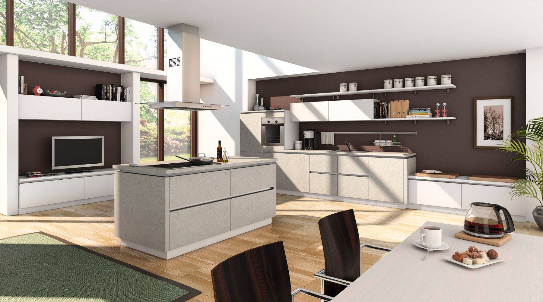 Bauformat-Concrete-Handleless-Open-Plan-Kitchen-With-Island