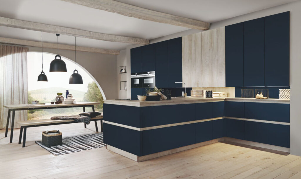 Bauformat-Modern-Blue-Handleless-Kitchen